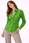 Marchè Bien Women's Long Sleeve Shirt with Buttons, Classic Collar, Suitable for Casual and Office Wear - Green - 6