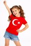 Girl's T-Shirt Crew Neck Moon Star Flag Printed T-Shirt - Red - 2