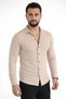 Marchè Bien Men's Waffle Fabric Long Sleeve Buttoned Open Collar Regular Fit Shirt - Beige - 3