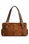 Women's Aura Genuine Suede Buckle Shoulder Bag - Tan