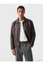 Nevavm Farkıyla Lcw Vision Brown Regular Fit Shirt Collar Men's Leather Look Jacket