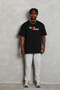 Men's Short Sleeve Summer T-Shirt Crew Neck Printed Oversize T-Shirt - Black - 2