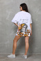 Marchè Bien Women's Short Sleeve Summer T-Shirt Crew Neck Printed Oversize T-Shirt - White - 4
