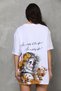 Marchè Bien Women's Short Sleeve Summer T-Shirt Crew Neck Printed Oversize T-Shirt - White - 7