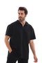 Marchè Bien Men's Half-Zip Plain Oversize T-Shirt - Black - 7