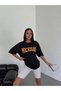 Women's Printed T-Shirt Short Sleeve Crew Neck Oversize T-Shirt - Black - 4