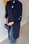 Şah Gold Buttoned Coat Navy Blue - 2