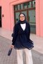 Chiffon Detail Cardigan Navy Blue - 2