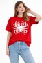 Women's Spider Print T-Shirt Short Sleeve Crew Neck T-Shirt - Red