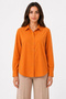 Marchè Bien Women's Long Sleeve Shirt with Buttons, Classic Collar, Suitable for Casual and Office Wear - Orange - 3