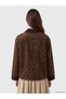 Lcw Modest Brown Denim Leopard Oversize Women's Jean Jacket with Nevavm Difference - 4