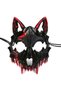 Halloween Wolf Skull Full Face Mask, Blood Stained Fangs Skeleton Mask With Ears, Scary Cosplay Masquerade Party Costume Prop