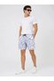 Marchè Bien Men's Swim Shorts with Cactus Pattern, Pockets, Lace-Up, Mesh Lining, Quick Drying - White