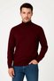 Marchè Bien Erkek Half-Throat Knitwear Soft Textured Cotton Long Sleeve Sweater - Burgundy - 2