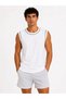 Marchè Bien Men's Contrast Ribbed Sleeveless Undershirt Crew Neck Summer Basic Undershirt - White
