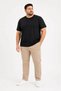 Men's Oversized Big Size Basic T-Shirt Crew Neck Comfortable Fit T-Shirt - Black - 2
