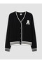 Two Mt Shop Quality Lcw Kids Black V-Neck Embroidered Girls' Cardigan - 3