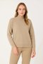 Marchè Bien Women's Half-Throat Knitwear Soft Textured Cotton Long Sleeve Sweater - Beige