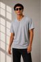 Marchè Bien Men's V-Neck Basic T-Shirt Short Sleeve Summer Regular Fit T-Shirt - Gray - 3