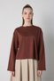 Women's Brown Crop Buttoned and Patted Cotton T-Shirt 32057 - 7