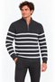 Marchè Bien Men's High Collar Half-Zip Striped Thessaloniki Knit Sweater - Smoked - 4
