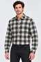 Marchè Bien Men's Plaid Checkered Batik Washed Shirred Long Sleeve Regular Fit Lumberjack Shirt - Gray - 2