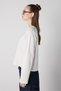 Women's Ecru Crop Buttoned and Patted Cotton T-Shirt 32057 - 5