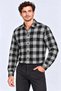 Marchè Bien Men's Plaid Checkered Batik Washed Shirred Long Sleeve Regular Fit Lumberjack Shirt - Black - 2