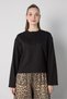 Women's Black Crop Buttoned and Patted Cotton T-Shirt 32057 - 3