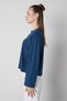 Women's Navy Blue Crop Buttoned and Patted Cotton T-Shirt 32057 - 5