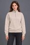 Marchè Bien Women's Three-Thread Ribbed High Collar Half-Zip Winter Sweatshirt - Beige - 3