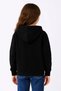 Girl's Hooded Cardigan Sweatshirt with Kangaroo Pocket and Full Zipper - Black - 2