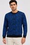 Marchè Bien Men's Black Blue Text Patterned Two-Thread Embroidered Sweatshirt - 4
