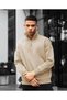 Marchè Bien Men's Half-Zip Three-Thread Sweatshirt - Beige