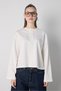Women's Ecru Crop Buttoned and Patted Cotton T-Shirt 32057 - 2