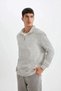 Marchè Bien Men's 3 Thread Cotton Long Sleeve Half Zipper Collared Sweatshirt - Gray