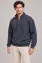 Men's Three-Thread Ribbed Stand Collar Half-Zip Winter Sweatshirt - Smoked - 2