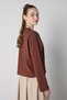 Women's Brown Crop Buttoned and Patted Cotton T-Shirt 32057 - 6