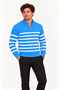 Marchè Bien Men's High Collar Half-Zip Striped Thessaloniki Knit Sweater - Baby Blue - 4