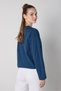 Women's Navy Blue Crop Buttoned and Patted Cotton T-Shirt 32057 - 6