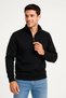 Marchè Bien Men's High Collar Sweatshirt High Collar Half Zipper 3 Thread Cotton Fabric - Black