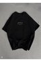 Women's Printed Short Sleeve Oversize T-Shirt - Black - 2