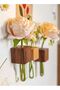 6 Pack Solid Wood Magnetic Vase for Fridge, 3 Black Walnut & 3 Beech Wood Refrigerator Magnet Flower Holders, Decorative Planter for Home Kitchen Office Decor,Clear Glass Vase - 4