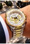Men's Wristwatch Japanese Mechanism Active Chronometer White Dial Silver Gold Steel Band with Calendar - 2