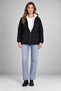 Women's Black Fur Windproof Hooded Winter Coat - 3