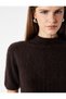 Cashmere Blend Stand Collar Short Sleeve Wool Sweater - 5