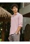 Men Rose Pink Basket-Knit Jacquard Shirt - 3