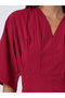 Burgundy A-Line Maxi Dress with Fold Pleats - 3