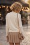 Ecru Crew Neck Long Sleeve Collar with Pearl and Stone Detail on the Sleeve Cuff, Pearl Detailed Knitwear Sweater 63 60 - 9