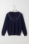 Navy Blue V-Neck Long Sleeve Front Decorative Buttoned Non-Stitched Casual Knitwear Sweater 64 66 - 2